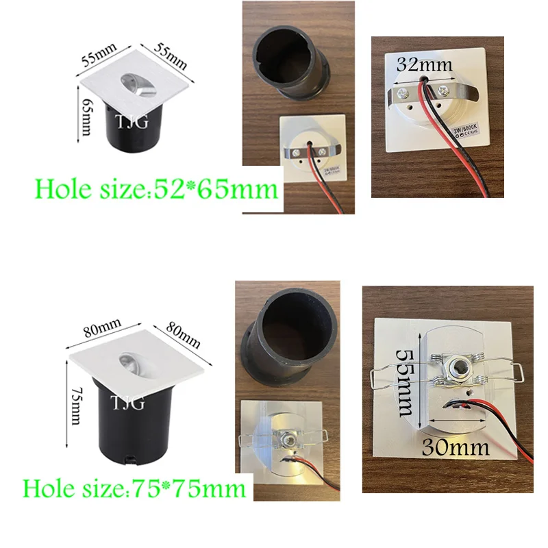 1W 3W Stair Case Lights AC85-265V Step Lamp Corridor Lighting Indoor Wall Footlight DC12V Recessed Led Wall Lamp AC220V