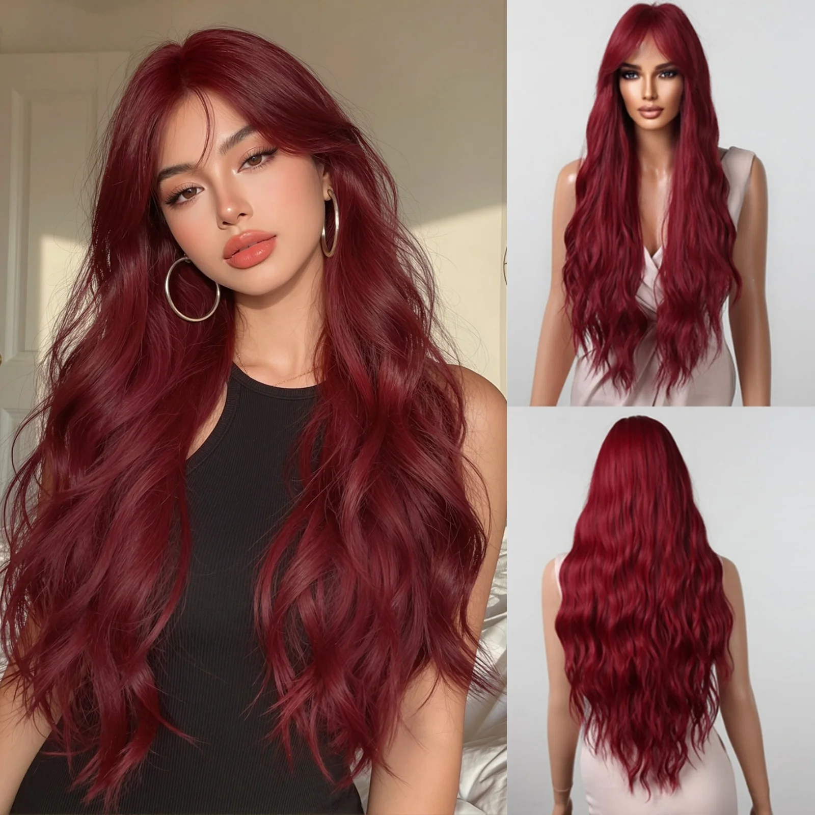Long Wavy Ombre Blonde Wig Without Bangs