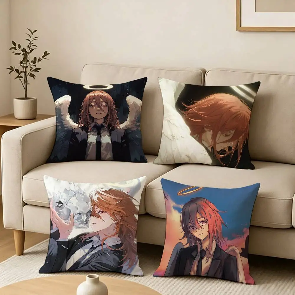 Angel Devil Cool Anime Character  Pillow Case Square Double-Sided Sofa Cushion Cover Bedroom Bedside Pillow