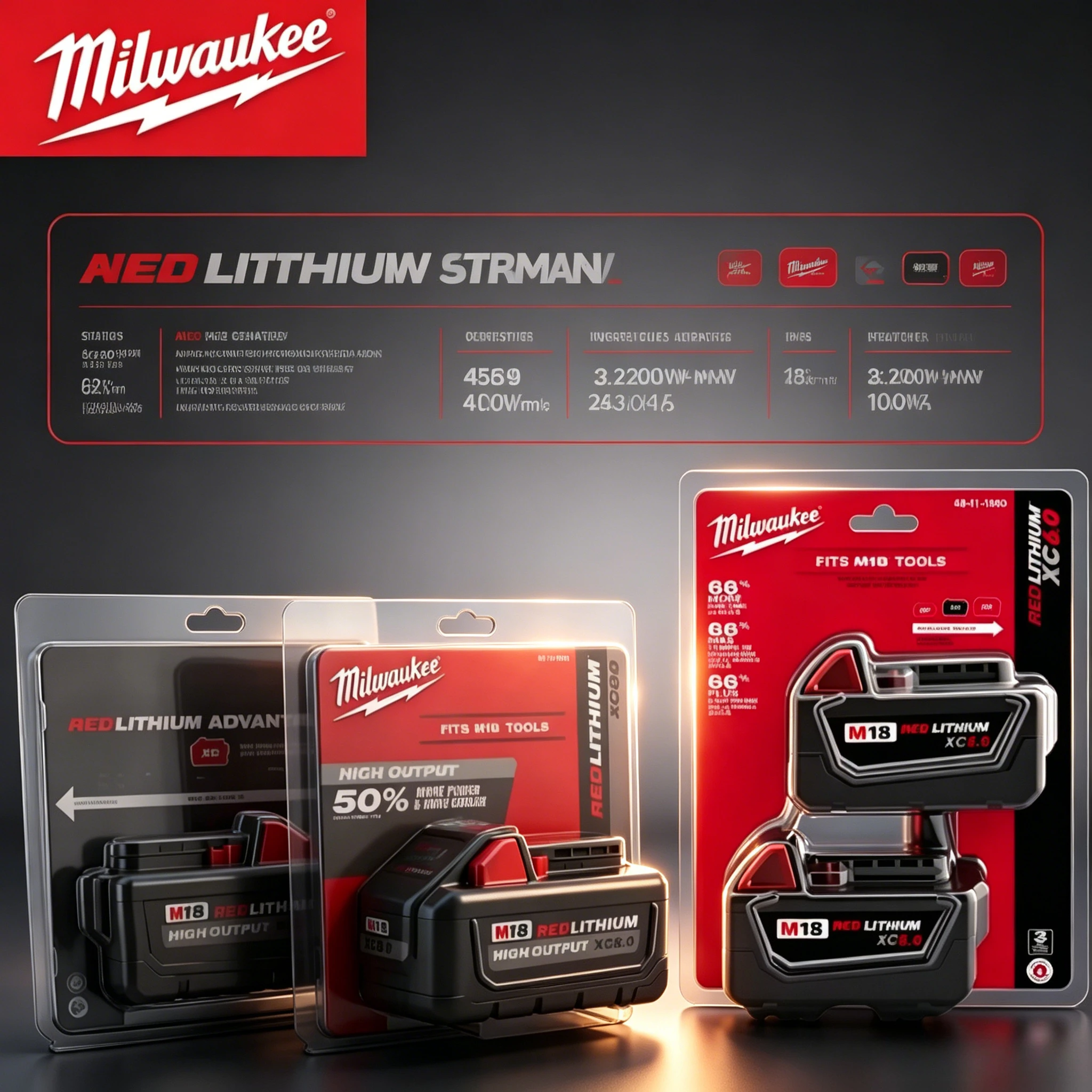 

Milwaukee M18 18V Lithium Ion Battery M18B6 M18B8 M18B5 8.0Ah 6.0Ah 5.0Ah Redlithium Ion High Output For Cordless Power Tools