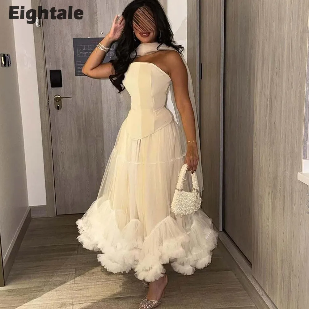 Eightale Elegante Abendkleid Liebsten Rüschen Tüll Abendkleid A-Line Hochzeit Party Kleid Vestido De Festa De Casamento
