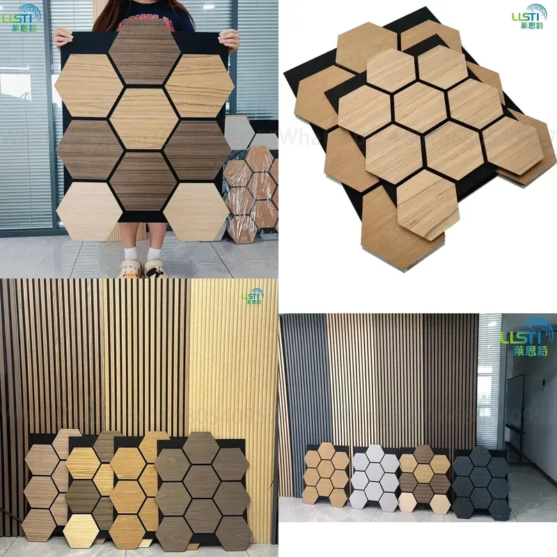 Custom Size Walnut Hexagon Home Decor Wall Panels Trending Products 3D Acoustic Panel Soundproof Wall