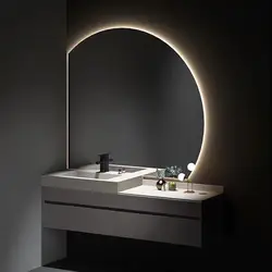 Luxury Half Round Smart Bathroom Makeup Mirror, LED Light, Anti-fog Backlight, Wall Hanging Mirrors, 80cm