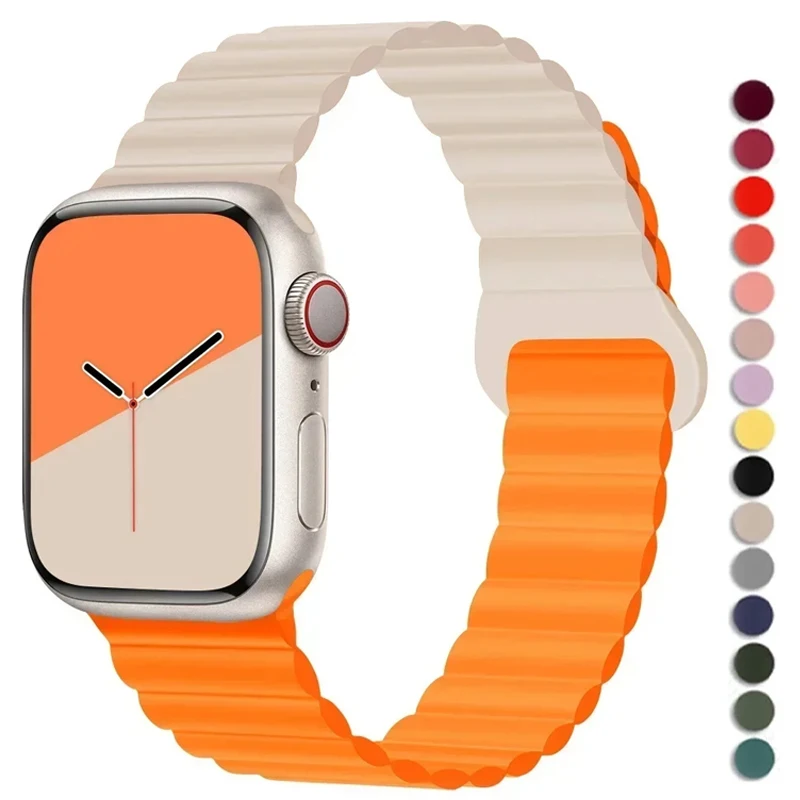

Силиконовый магнитный ремешок для Apple Watch Band 44 40 мм 45 мм 49 мм 41 мм 38 мм 42 мм Браслет для iWatch серии 8 3 5 4 SE Ultra