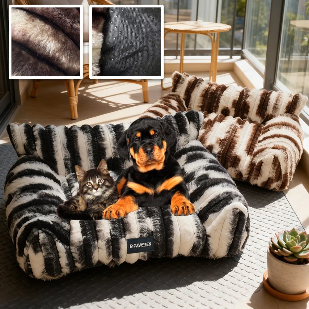 

Winter Dog Kennel Cat Nest Long-Haired Plush Pet Puppy Cushion Cozy Soft Pet Sleeping Bed for Small/Medium Pets מיטה לכלב גדול