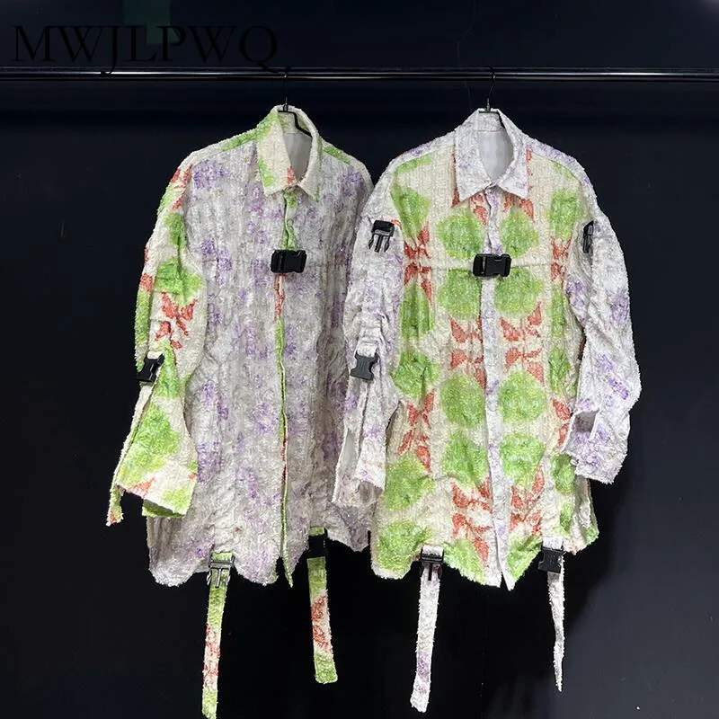 

MWJLPWQ Shivering Fashion Niche Design Male Shirts New High Street Lapel Long Sleeve Loose Casual Unisex Tops 2025 Autumn 010874
