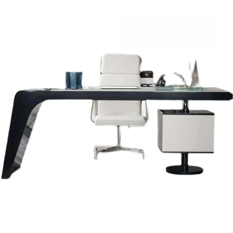 

High-End Boss Desk Beauty Salon Table Paint Wood Grain Italy Modern Simple and Light Luxury Office