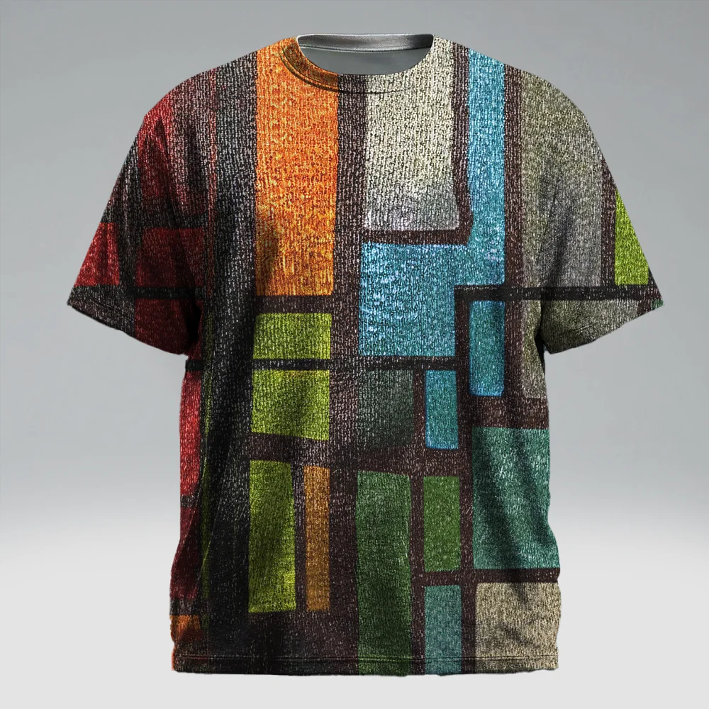 

Мужская футболка с коротким рукавом больших размеров S-9xl: мини-клетчатые принты в клетку в шикарном стиле, устойчивая к морщинам, идеально подходит для повседневного использования