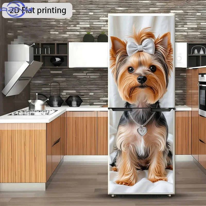 of Shiny Yorkshire Terrier Themed Design Wall Sticker, Self-Adhesive Wallpaper Suitable for Cabinets And Wardrobes, Modern Kit