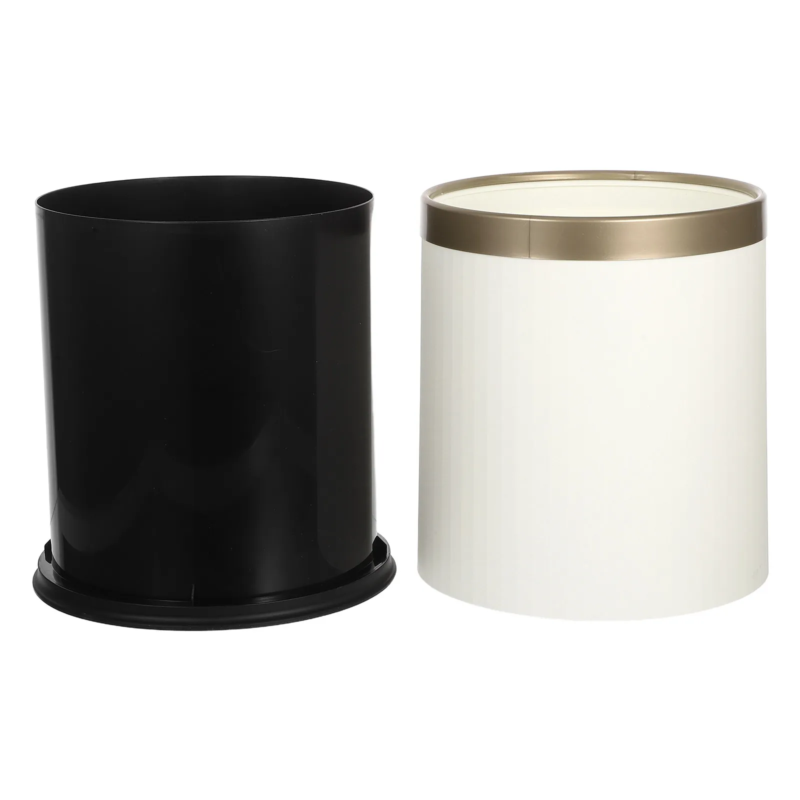 

Large Capacity Plastic Round Trash Can Double-Layer Design for Kitchen Bathroom Living Room Bedroom Home Office White Waste