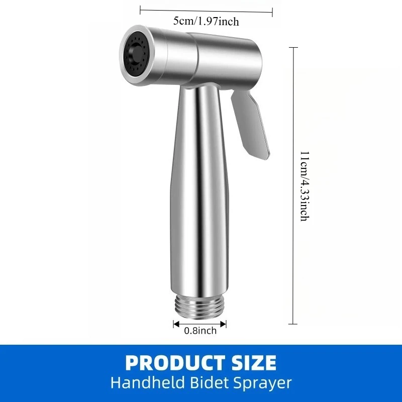 1/2 Trigger Operated Handheld Bidet Spray Nozzle Press Control Bathroom Sprayer for Toilet Sanitation and Household Cleansing
