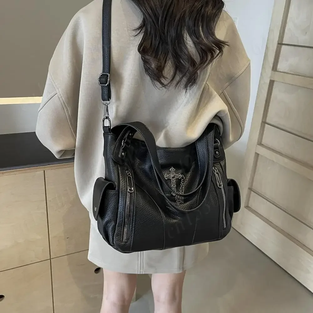 

Women Vintage Cross Tote Handbag Leather Underarm Pouch Locomotive Crossbody Bags Large Capacity Travel Shopping Shoulder Bag