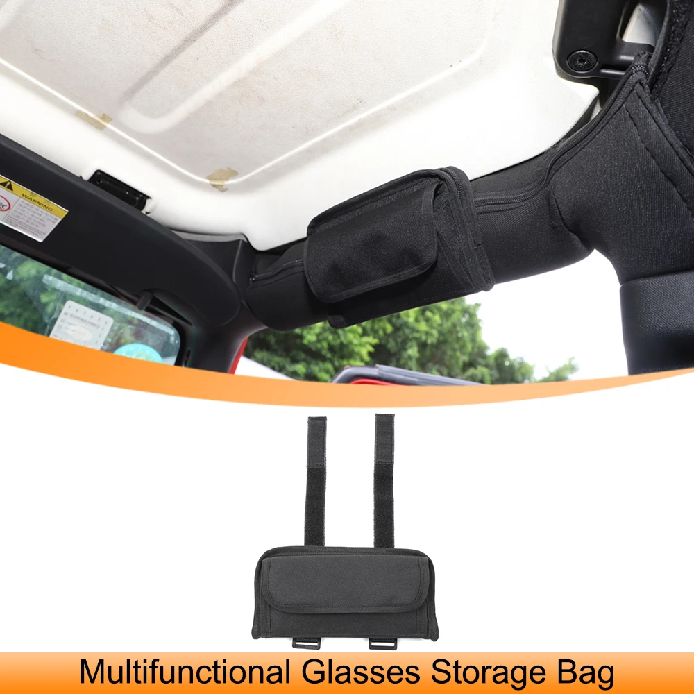 

Car Multi-Function Glasses Holder Roll Bar Sunglasses Storage Bag Organizer for Jeep Wrangler TJ JK JL JT 1997-2023 Accessories