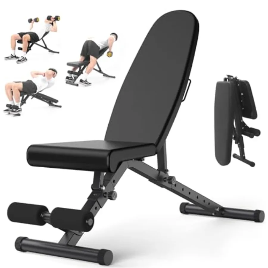 

Weight Bench 900LBS Adjustable Strength Training Bench for Full Body Workout with Fast Folding in Black for Home Gym