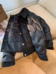 Abrigos acolchados de algodón para mujer, chaqueta acolchada ligera a la moda con cuello vuelto para otoño e invierno, abrigos cálidos para mujer