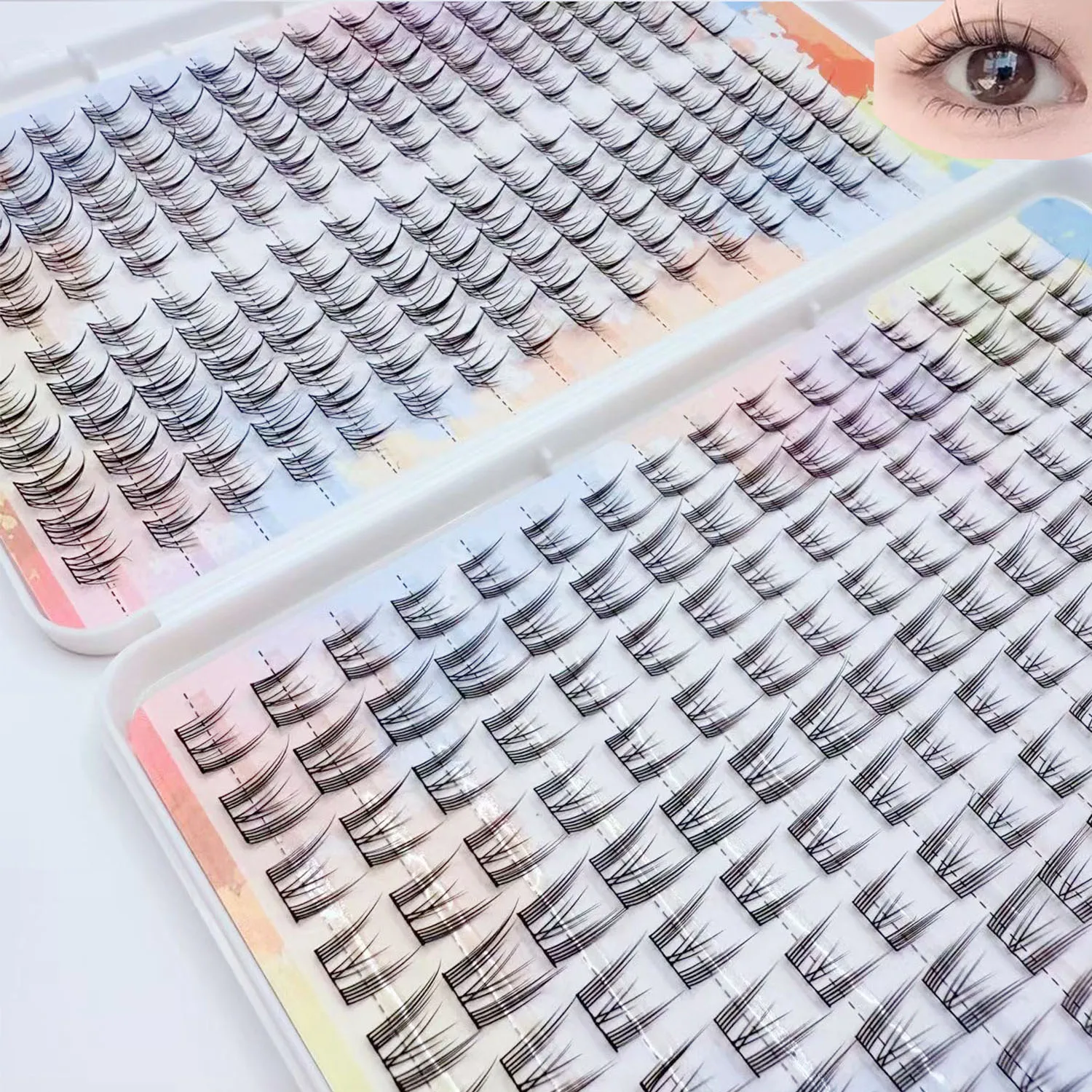 Easy to Apply 32 Rows Cat Elf Sunflower Series False Eyelash Book Lightweight  Long-lasting DIY Lash Clusters