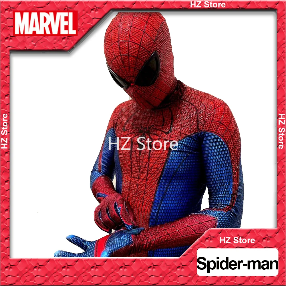 Marvel Amazing Spider-Man Suit with Mask 1:1 3D Pattern Handmade Spiderman Jumpsuit Halloween Cosplay Costume for Adults Gift