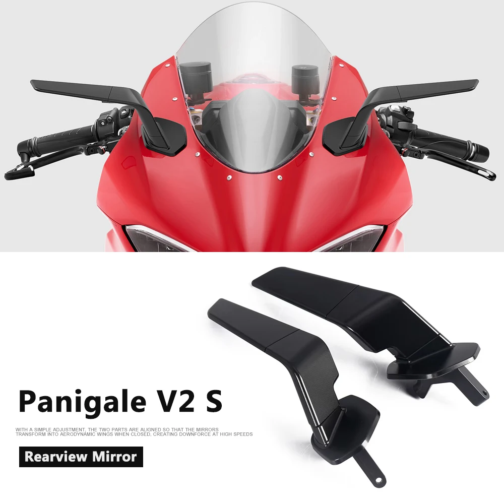

For Ducati Panigale V2 S PanigaleV2 2026 Motorcycle Rearview Mirror Stealth Sports Winglets Mirror Kit Adjustable Wing Mirrors