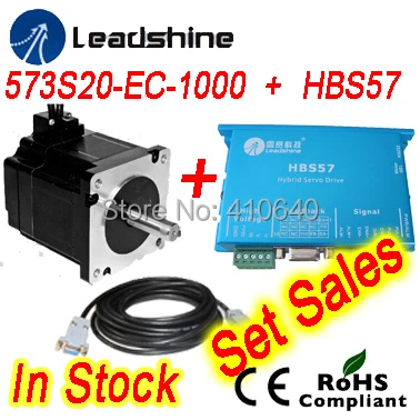 FREE SHIPPING  Leadshine Hybrid Servo Motor 573S20-EC equal to 573HBM20 and HBS57 HBS507 drive 50VDC 8.0A and cable