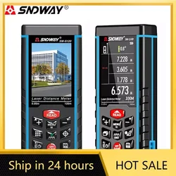 SNDWAY SW-120 จอแสดงผลเลเซอร์ 80M 120M กล้องดิจิตอลเมตรพื้นที่ปริมาตรดิจิตอลมุมไม้บรรทัดเลเซอร์ Rangefinder เทป