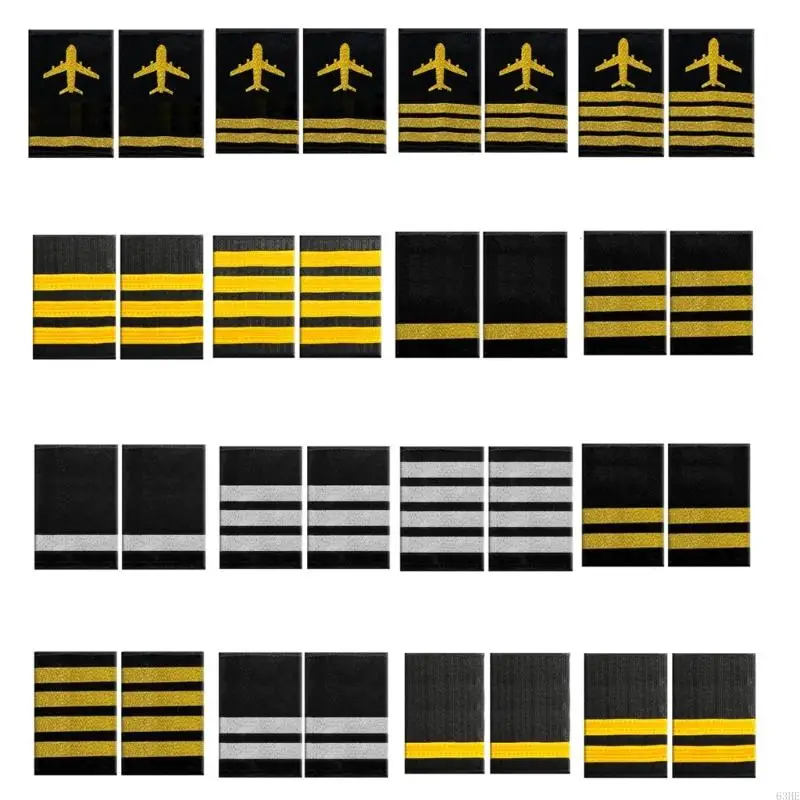 63HE 1Pair Professional Epaulets Captain Uniform Accessories Epaulets Shoulder Board Epaulet for Cosplay Stage Shows