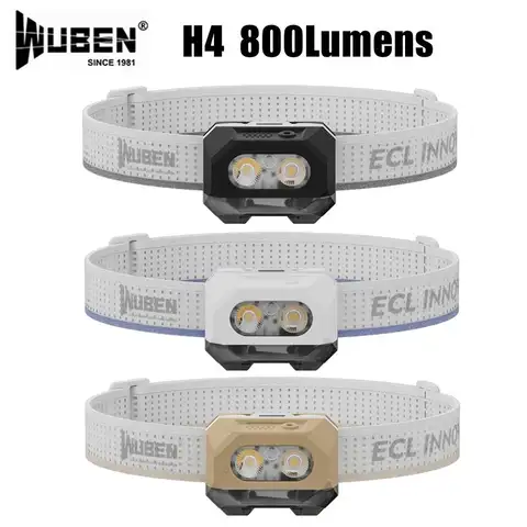 WUBEN-linterna frontal H4 de 800 lúmenes, resistente al agua, con luz roja, función de visión nocturna para EDC, para acampar al aire libre, senderismo y correr