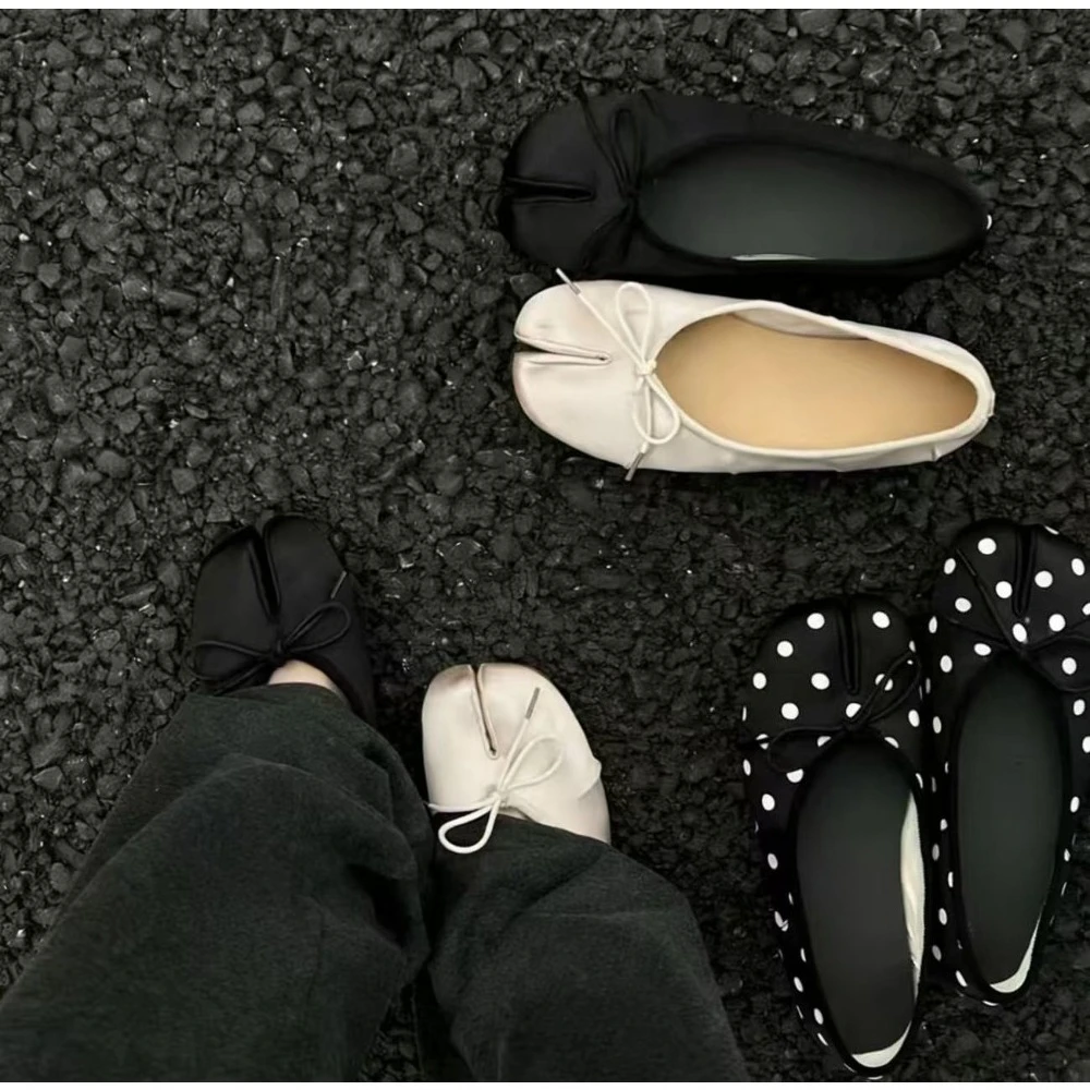 Marken-Damenschuhe mit hohem Absatz, weiche Ballettschuhe, Slip-On-Loafer, weiche Mokassins, Tabi-Ninja-Freizeitschuhe, Damenschuhe mit Schleifenknoten