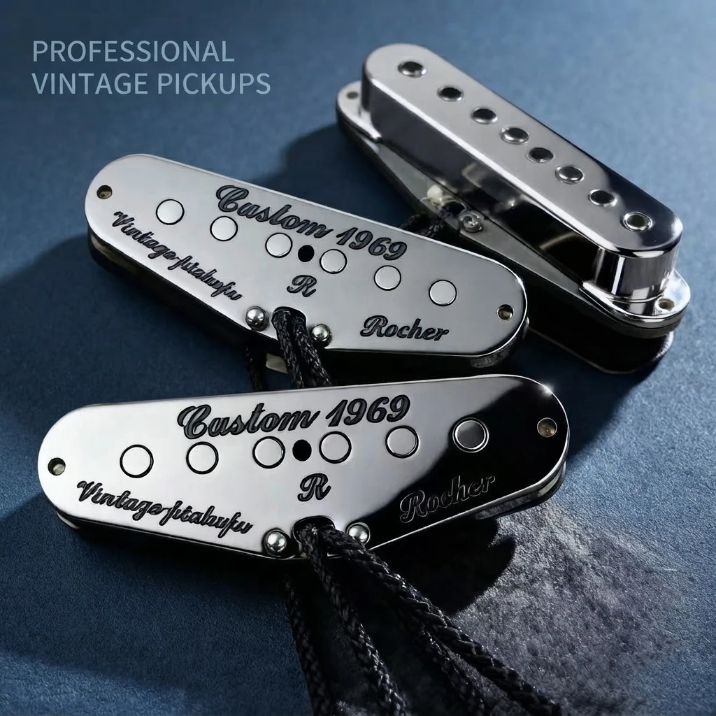Neck Middle Bridge Hand Wound 1969 SSS Pickup Set, Alnico V, Single Coil, Classic Tone Mounting Screws for ST Style Guitars