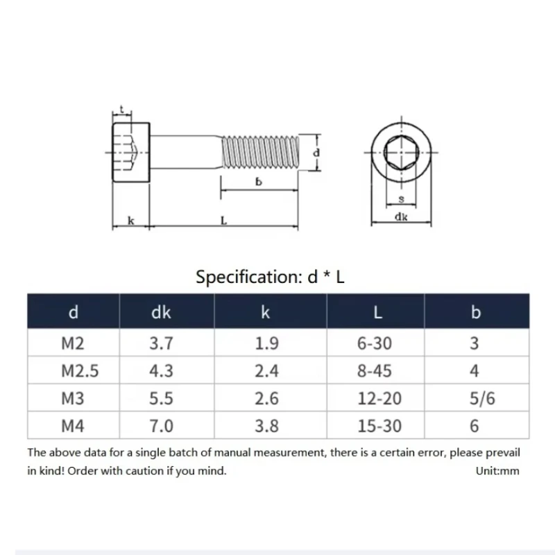 M2 M2.5M3M4 DIN 912 Partially Threaded Hex Socket Screw, Grade 12.9, Alloy Steel, Nickel-plated/Black, Partially Hex Socket Bolt