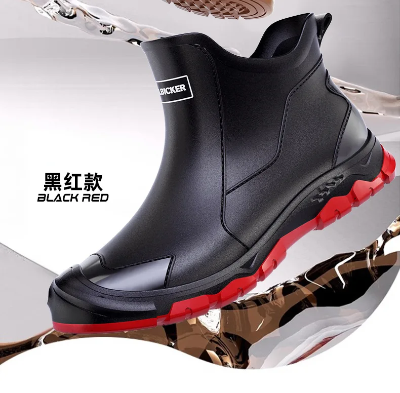 Men's Short Rain Boots Urban Water Boots Non-slip Wear-resistant Wading Boots Men's Trendy Lightweight Waterproof Rubber Shoes view 6