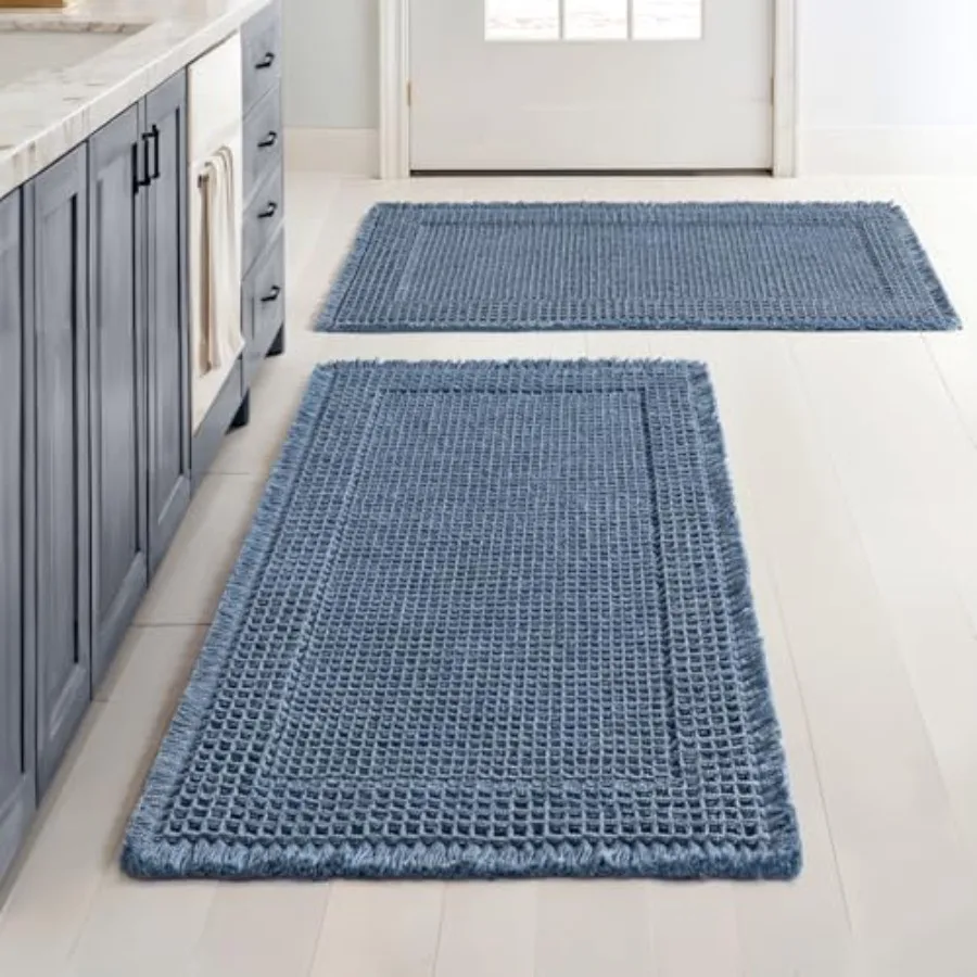 

Набор из 2 ковриков для ванной в стиле бохо: супервпитывающие, нескользящие, моющиеся, ультрамягкие, с резиновой основой, для душа и ванны