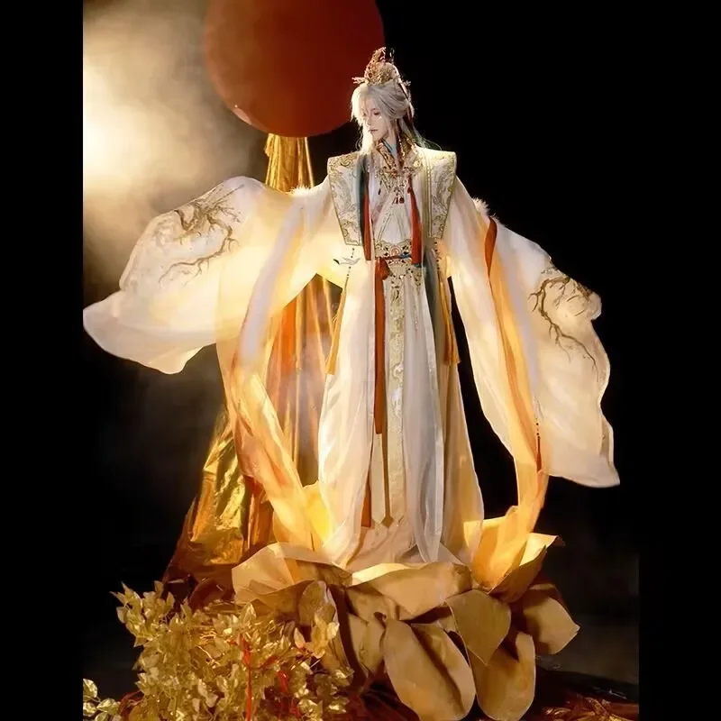 Cinese Intrattenimento Musiche E Canzoni Uomini di Carnevale di Halloween Costume Cosplay Blu e Giallo Gradiente Ricamato Intrattenimento Musiche E Canzoni Tang Abiti Plus Size Per Le Donne