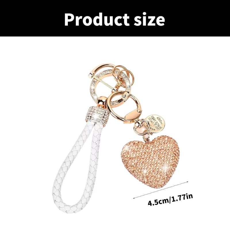 Elegant Diamonds Encrusted Heart Keyring Crystal Keychain for Trendy Women Girl image 6