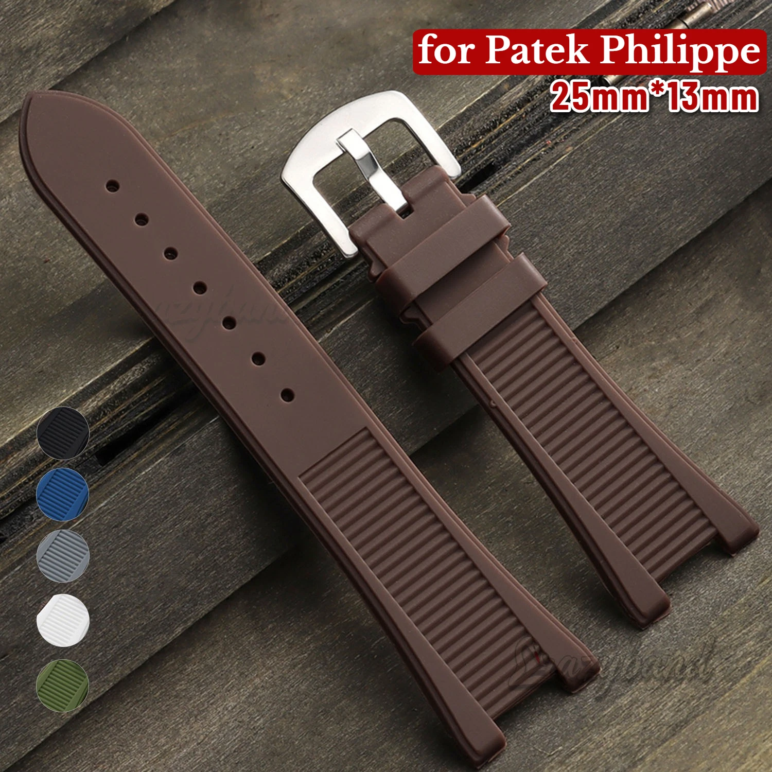 25mm*13mm Silicone Watch Strap for Patek Philippe for Nautilus 5711/5712/5726/5980 Watch Band Replacement Bracelet Black Green