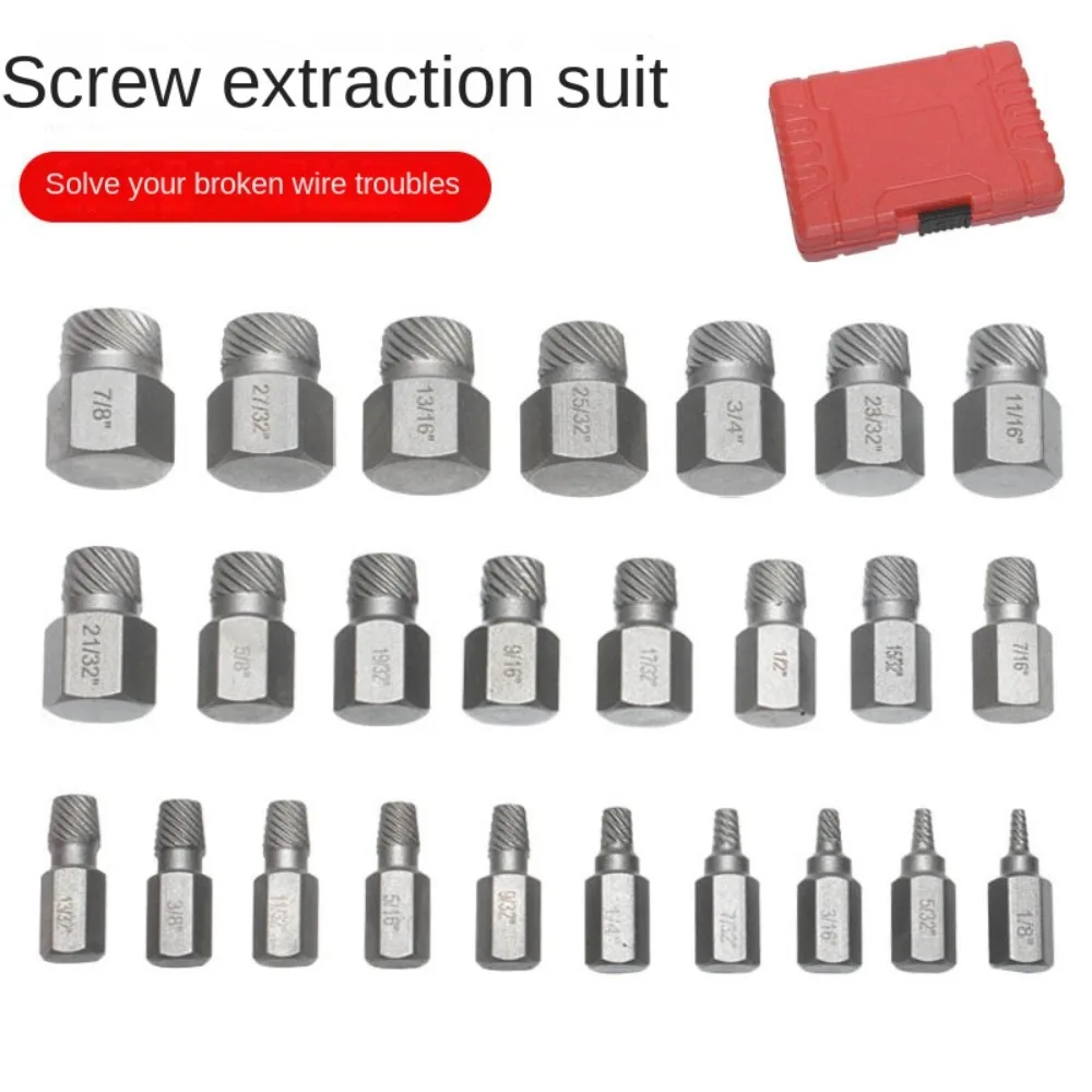 

25Pcs Double Head Screw Extractor Set Easy Out Damaged Broken Bolt Extractor Set Hex Head Multi-Spline Screw Remover Set