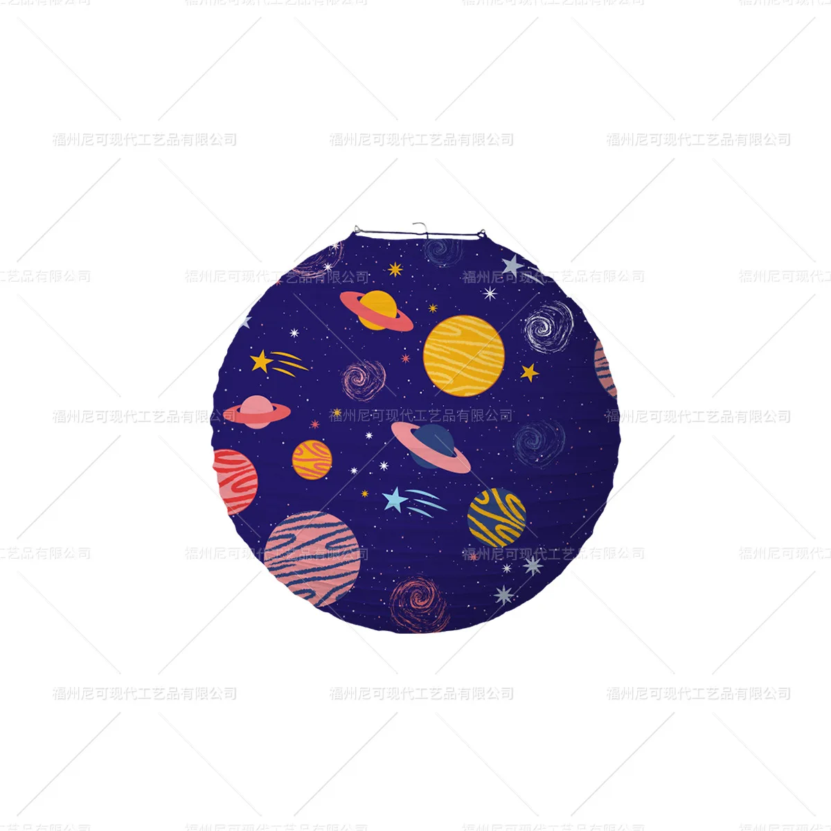 1 stücke 30 cm Astronaut Planet Raum Thema kinder Laterne Geburtstag Party Dekoration kinder Junge Planet Papier Laterne – Detail 9