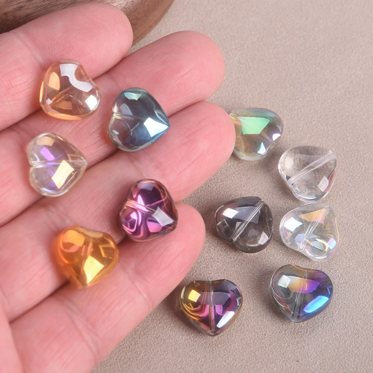10 stücke 14mm Herz glänzend bunte Kristallglas lose Perlen für Schmuck machen DIY Handwerk Ergebnisse