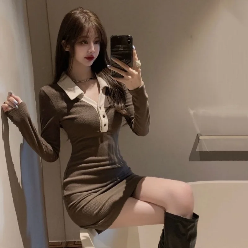 Sexy vestido feminino bodycon apertado elegante festa espartilho outfits completo casual juventude retro algodão feminino vestidos de manga longa coquette