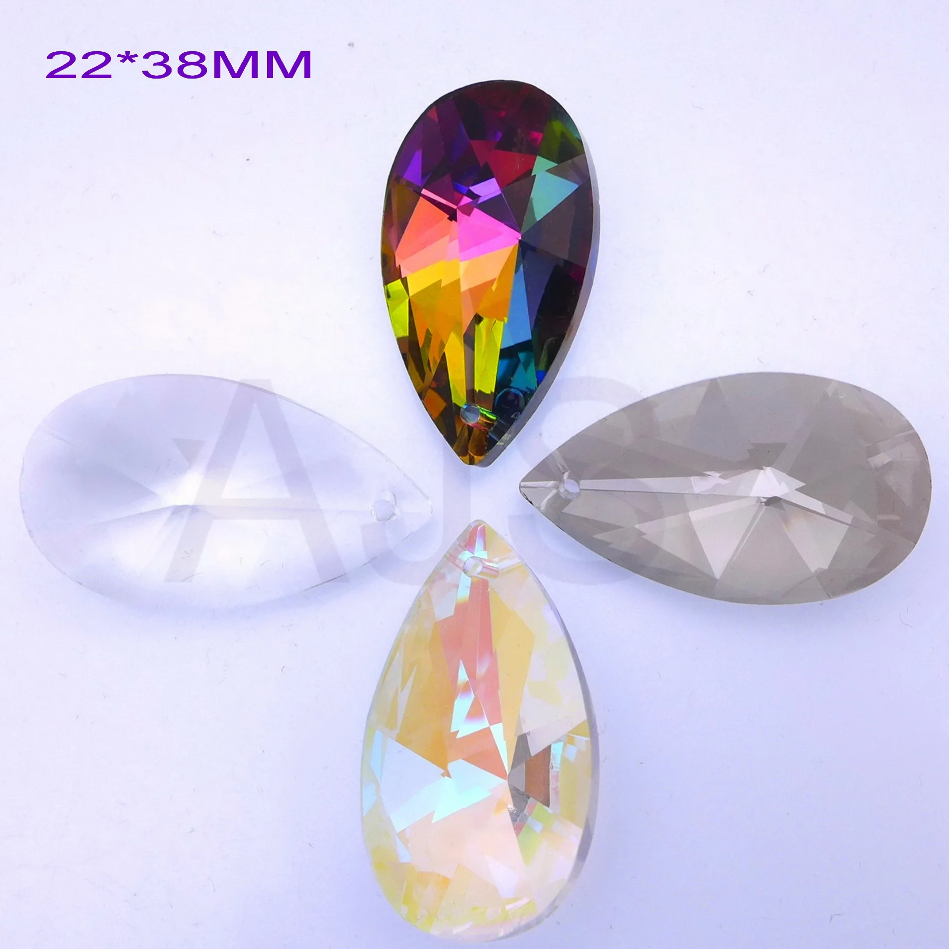 12pcs 22*38MM Crystal Faceted 7130 Pear Teardrop Waterdrop Shape Pendants Jewelry Earrings Necklace Decoration AB Free Shipping