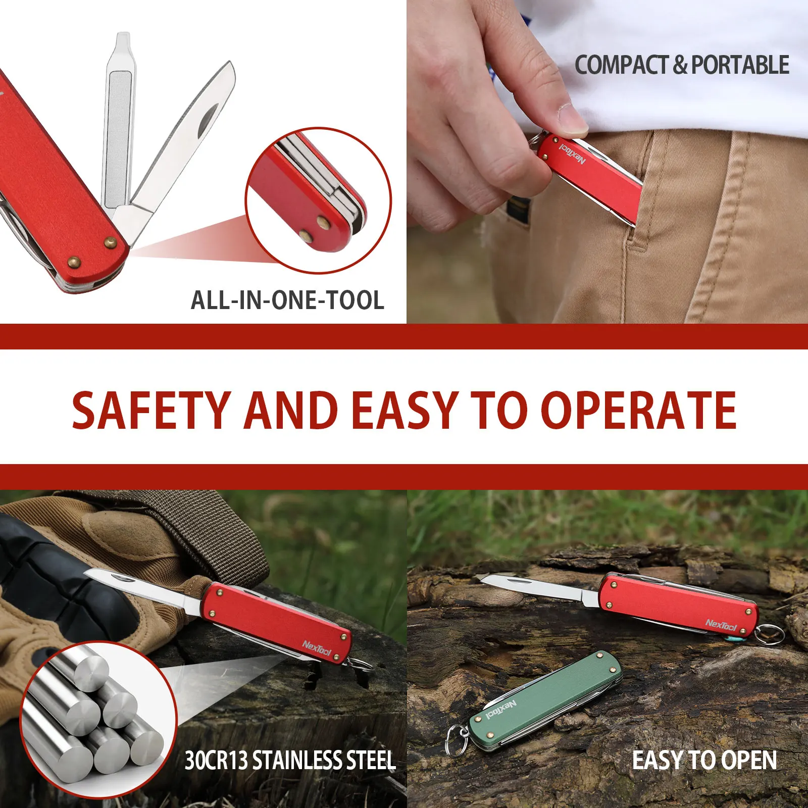 NexTool Mini Folding Knife Multifunctional Outdoor Mini Scissors Small Screwdriver 64.5mm Pocket Knife Creative Tool Nail File