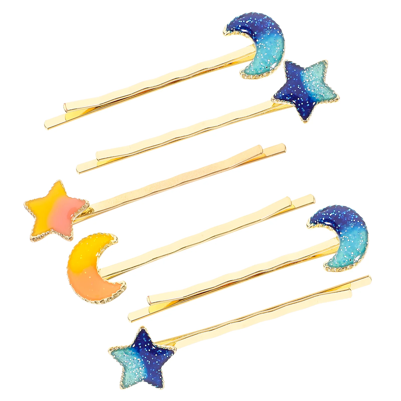 

6pcs Star Moon Hair Clip Alloy Hairpins Barrettes Hair Jewelry for Women Girls (2pcs Yellow Moon, 2pcs Yellow Star, , P