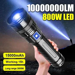 9900000LM Ultra Bright Torch Built-in Battery Flash Light Emergency Spotlights 5km 1500W Most Powerful Led Flashlights Tactical