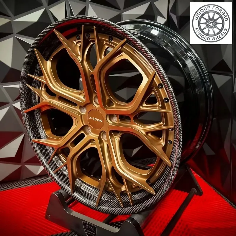 26 Style X‑TOWN 2‑piece Custom Luxury Carbon Fiber Concave Chrome Plated Forged Wheels 5x120/114.3/112 Universal Fitment 15‑26 I