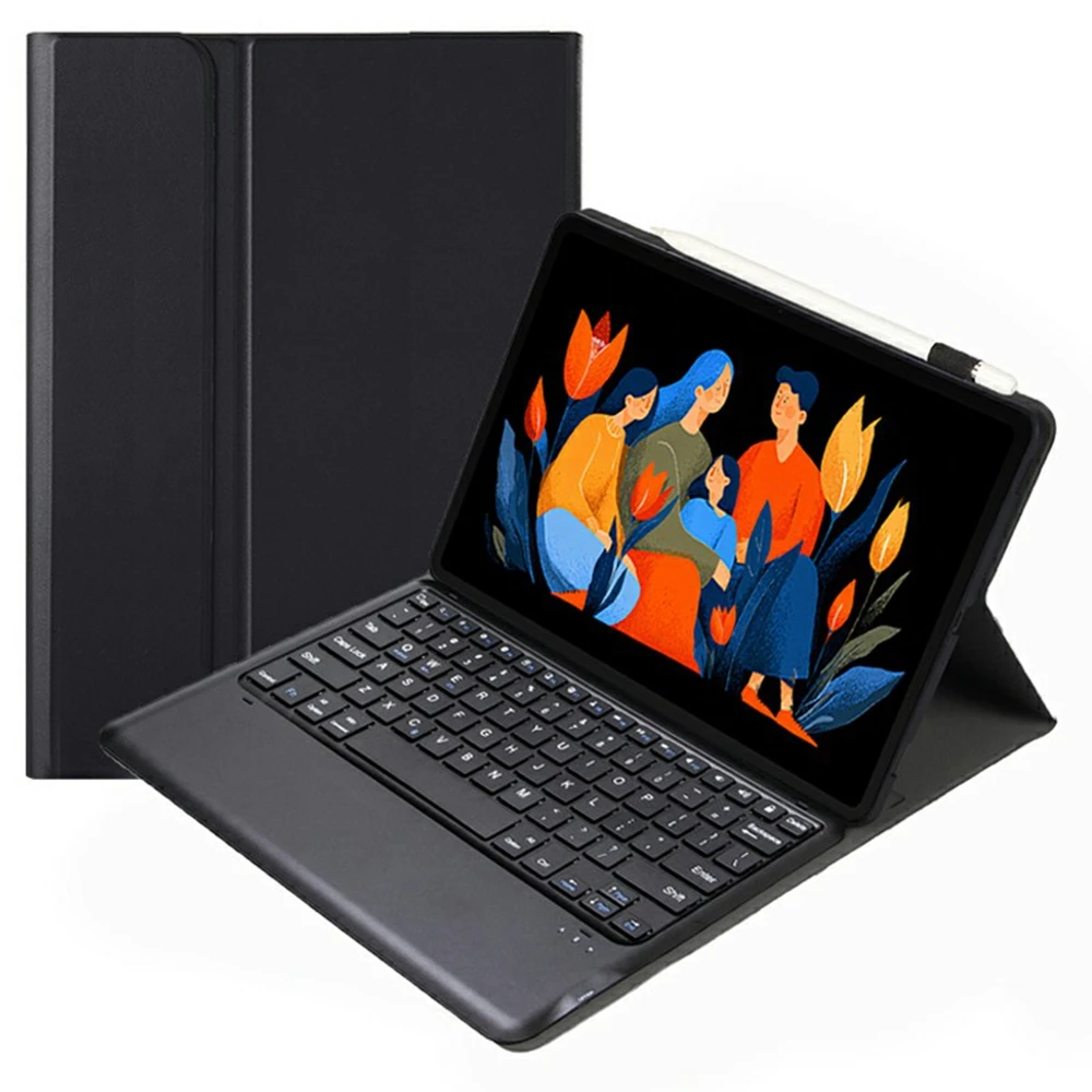 

AM33 для Lenovo Xiaoxin Pad 2025, ультратонкий кожаный чехол, съемный Bluetooth-совместимый чехол для клавиатуры - черный