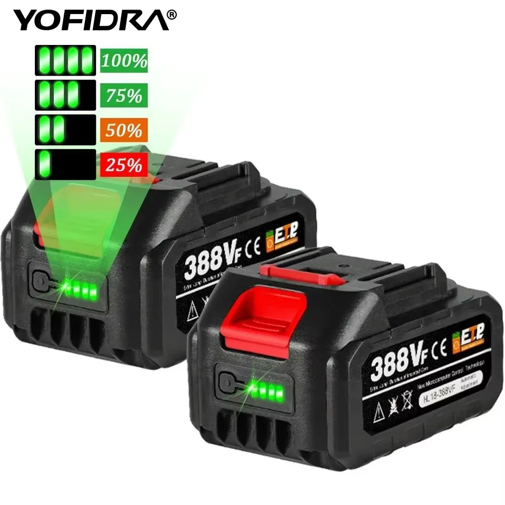 Yofidra 18V 30000mAh Rechargeable Li-lon Battery With Battery Indicator For Makita BL1830 BL1840 BL1850 BL186 Power Tool Battery