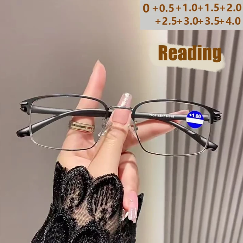 Business Halbrahmen Anti-Blaulicht-Lesebrille Kleiner Rahmen Modische tragbare High-Definition-Lesebrille 2809