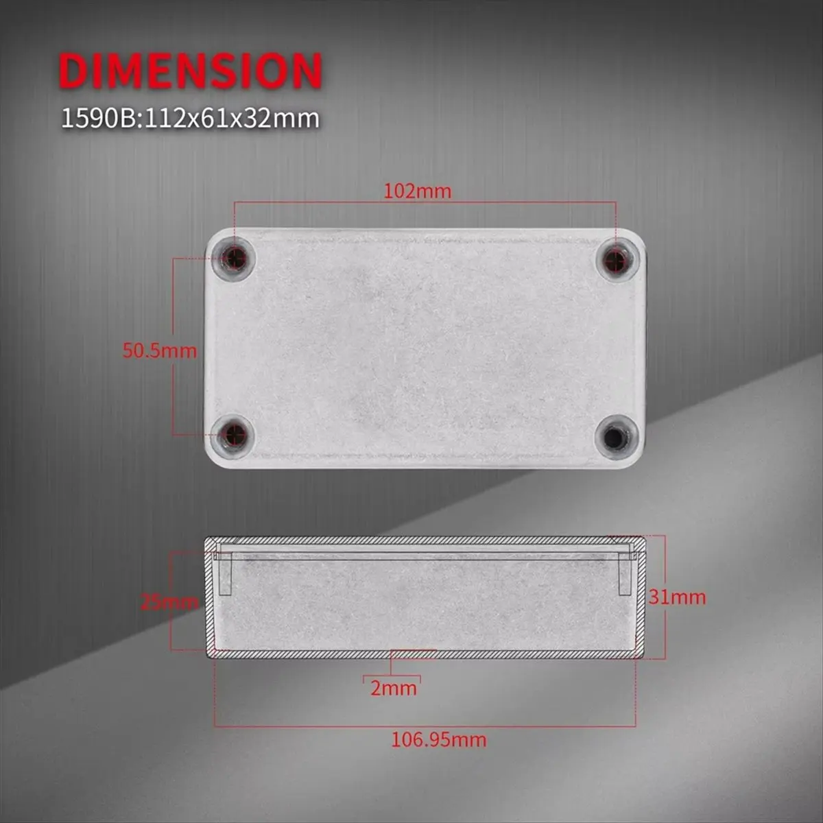 TUREBG 5PCS Guitar Effect Pedal Enclosure 1590B Aluminum Diecast Stomp Box Toggle Switch Box Case