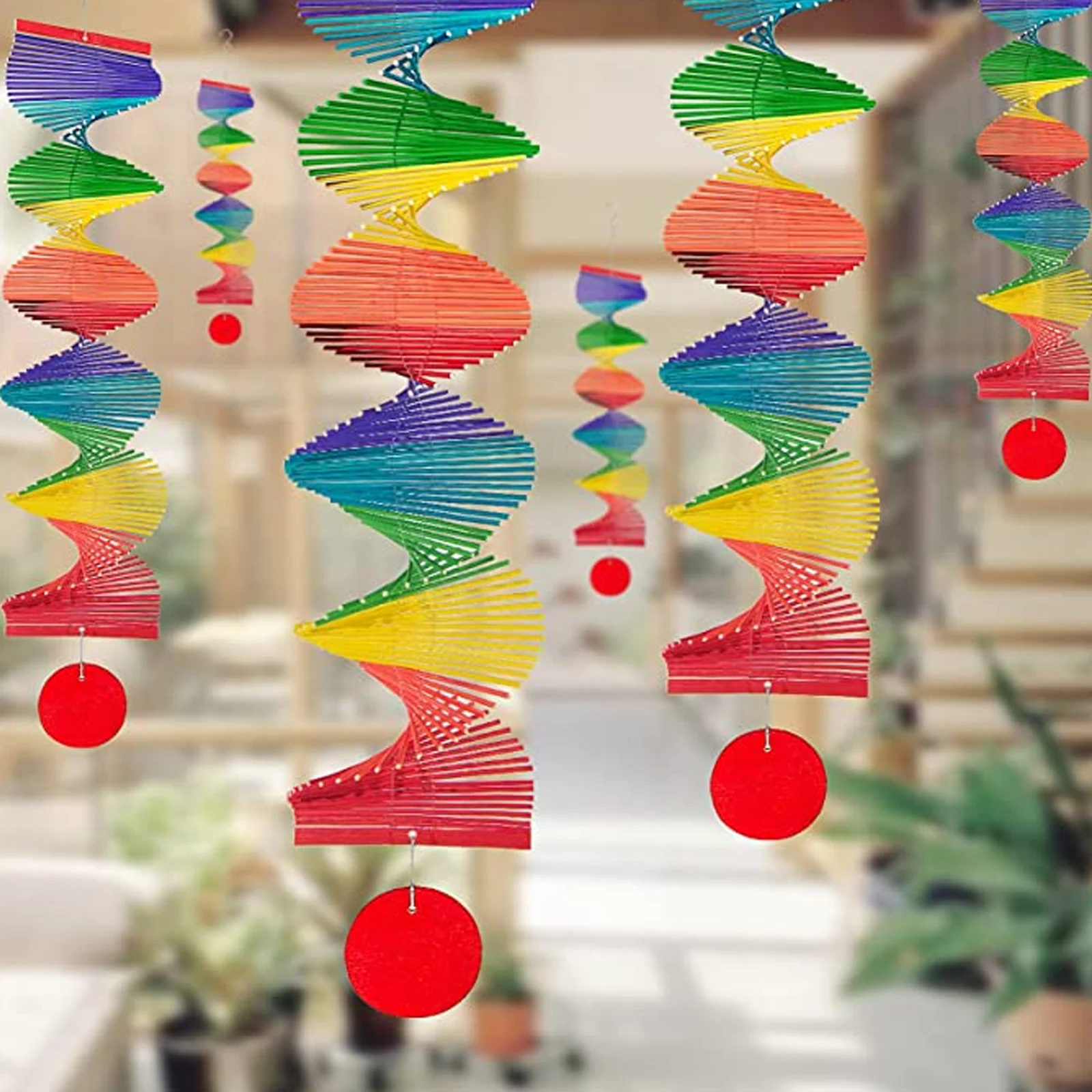 1PC New Portable Rainbow Color Wind Spinner Mixed Colors Bamboo Wind Chimes Outside Yard Garden Decorations Home Hanging Decor