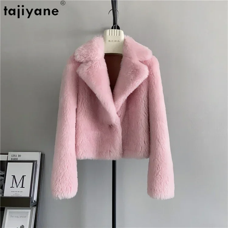 Tajiyane kurze Wolle Mäntel für Frauen Winter Herbst elegante Schaf Scher jacke Mode Pelzmantel Jaqueta Feminina