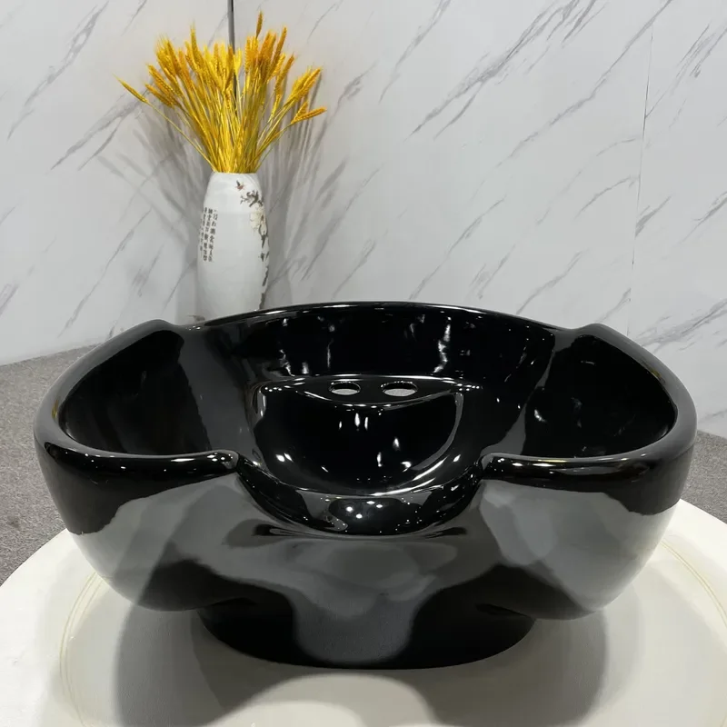 Modern Ceramic Shampoo Basin for Hair Salon Barber Shop Sink with Drain Simple Design Wash Station Accessories Professional